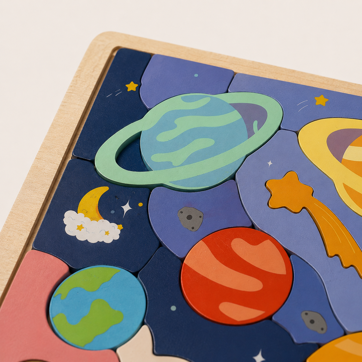 Montessori-houten zonnestelselpuzzel