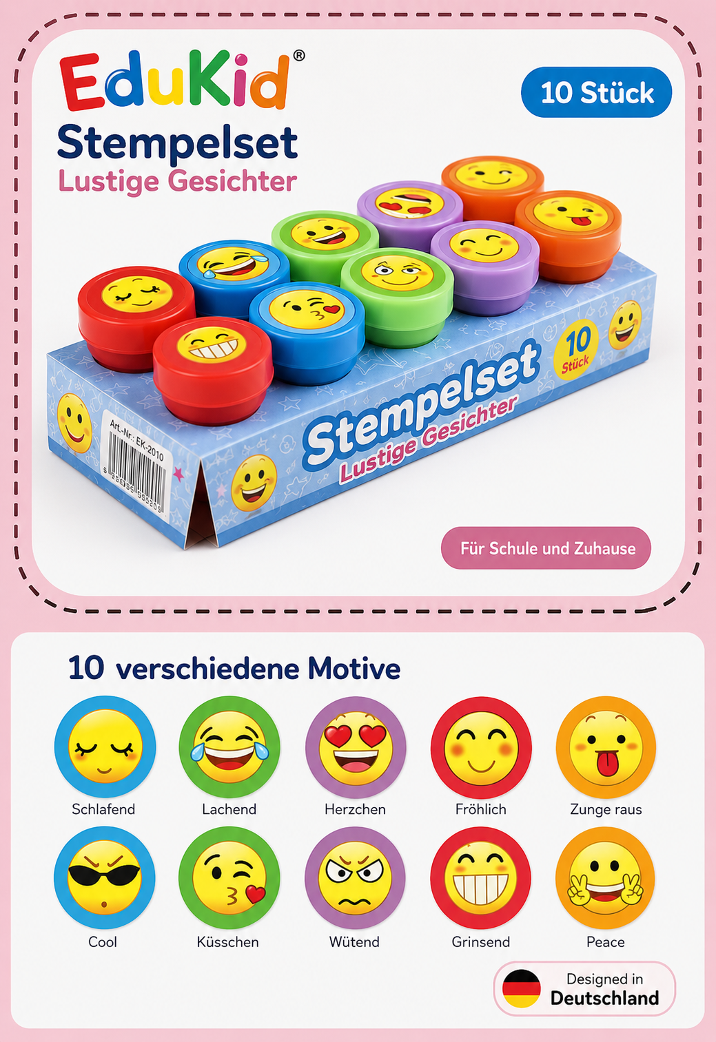 Set van 10 kinderstempels met motieven