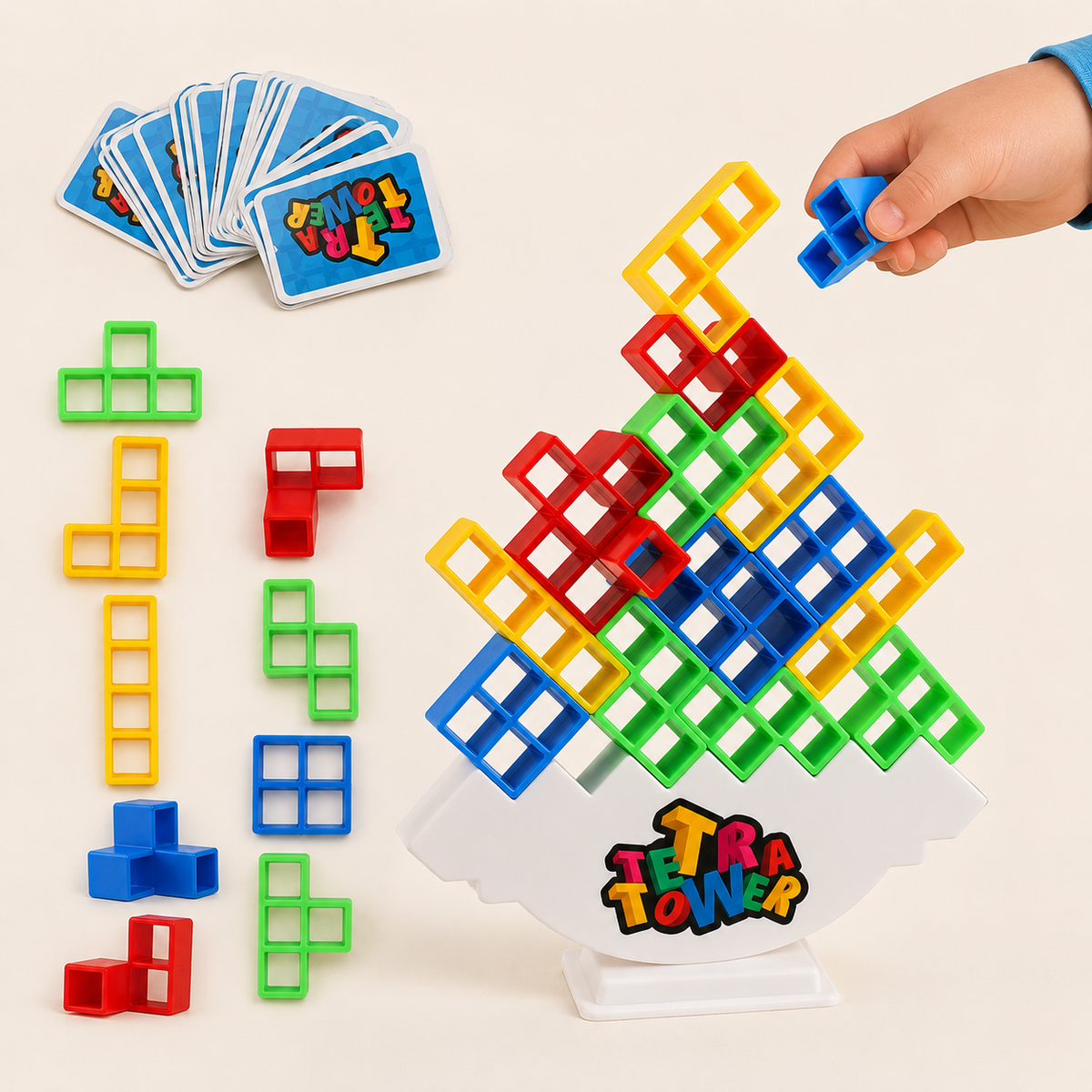 Tetris-balansspel met bouwstenen