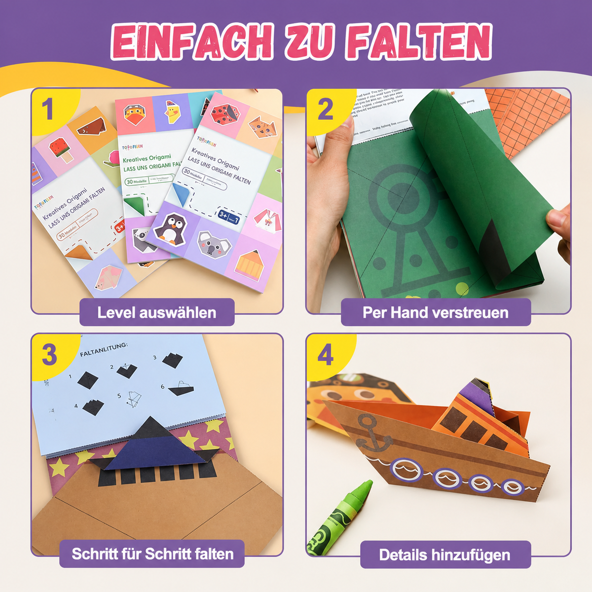 Origami-knutselset met handleiding voor kinderen