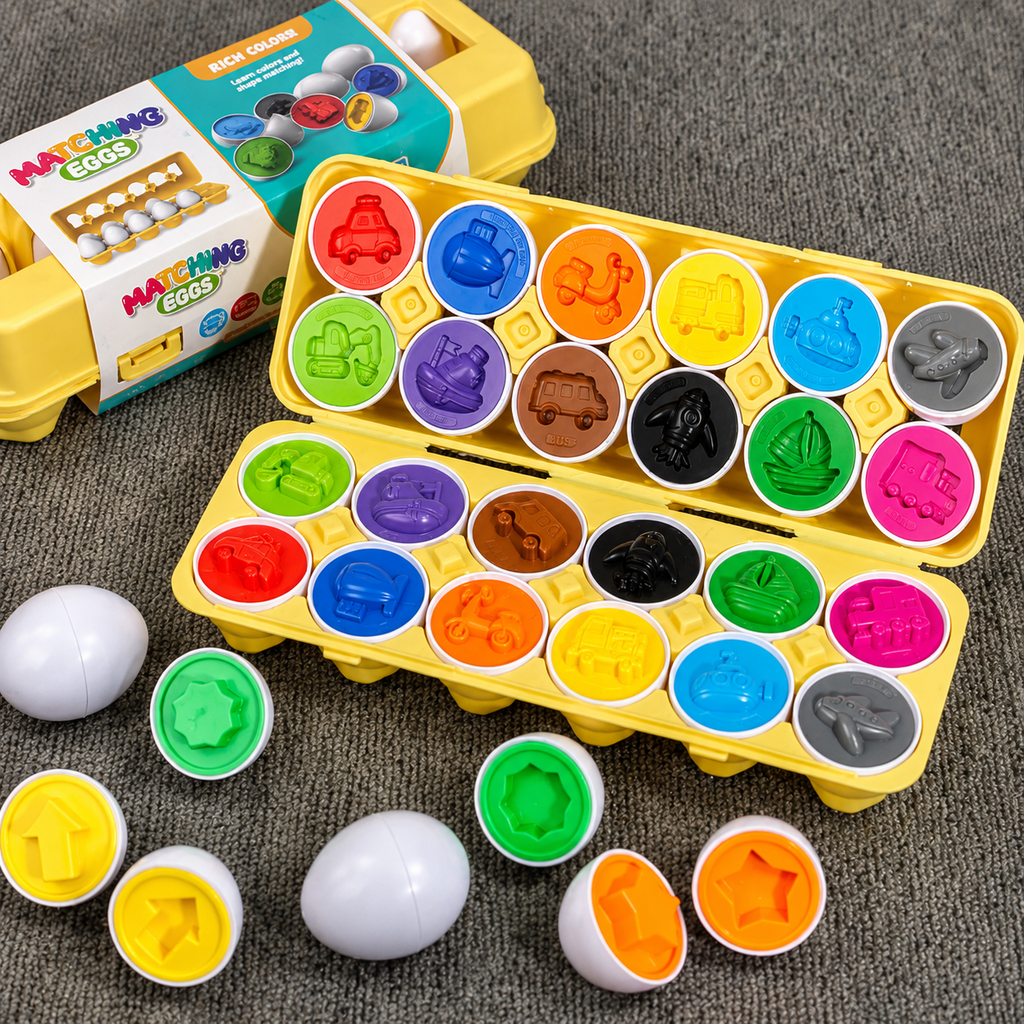 Montessori-schroefeieren met vormen & kleuren