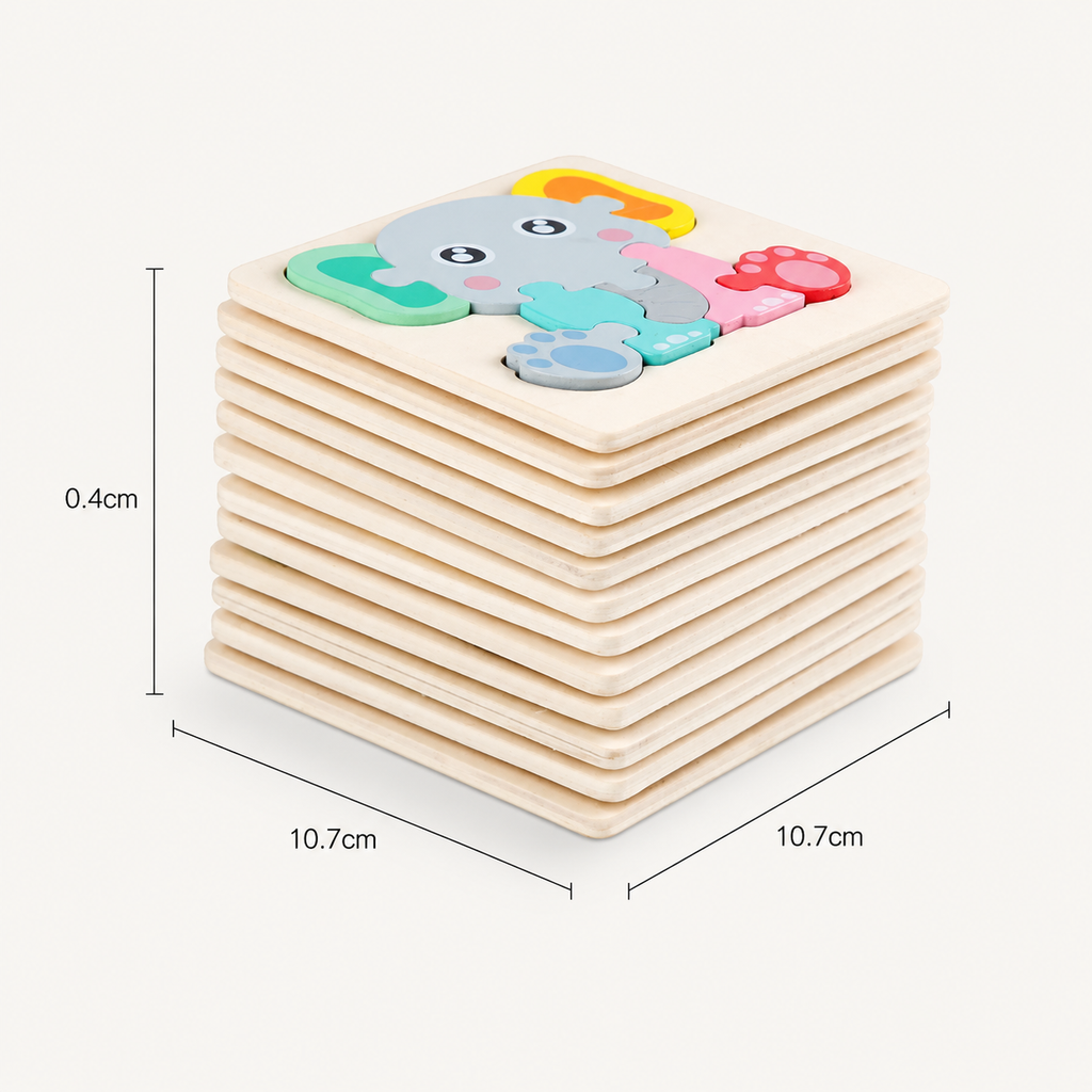 Montessori 3D-houten puzzel met dieren & voertuigen