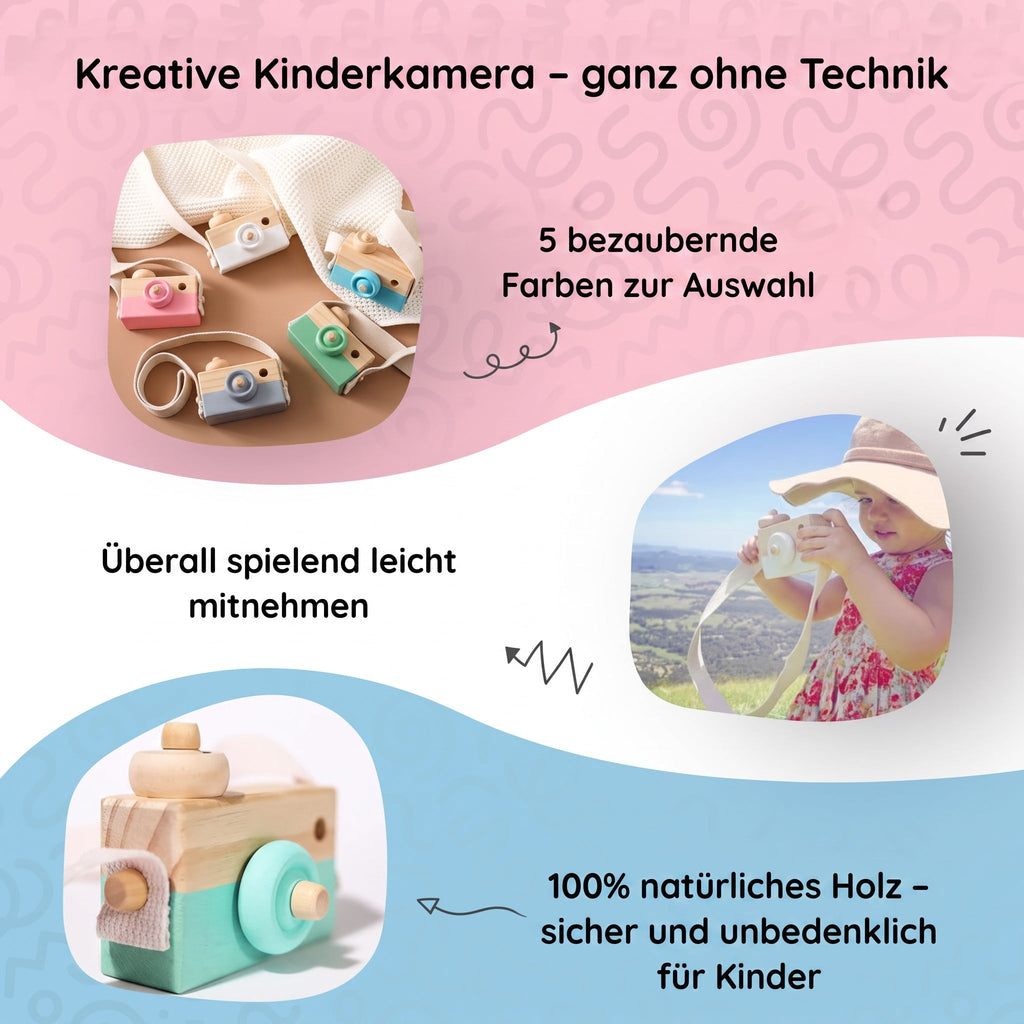 Montessori-speelcamera van hout