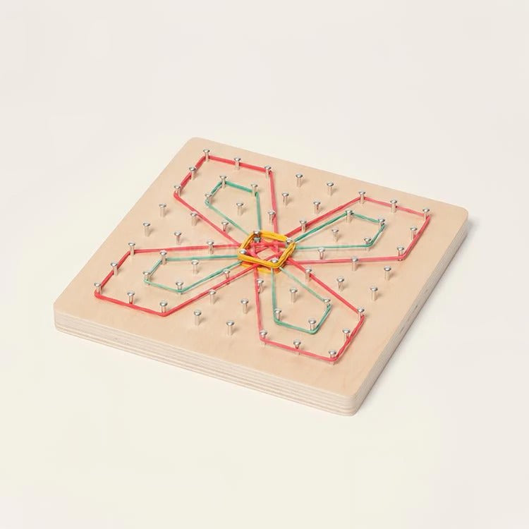Montessori-geometriebord met elastiekjes