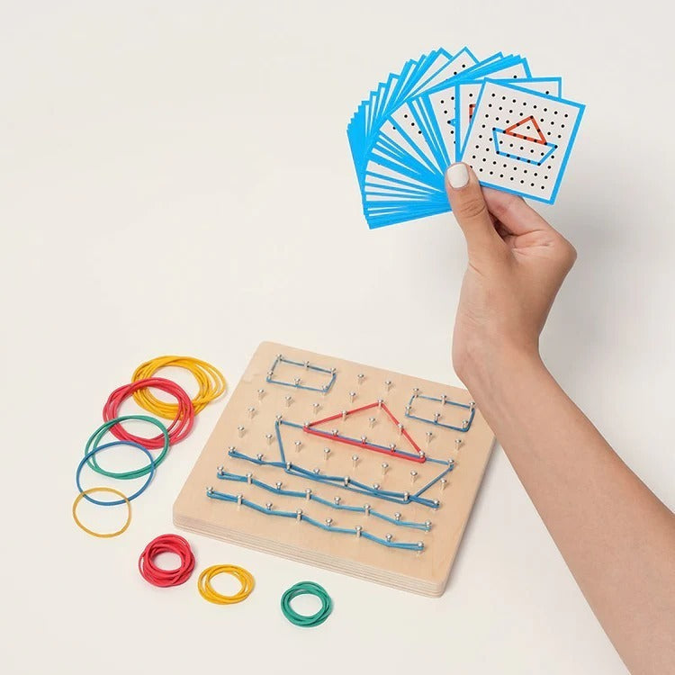 Montessori-geometriebord met elastiekjes