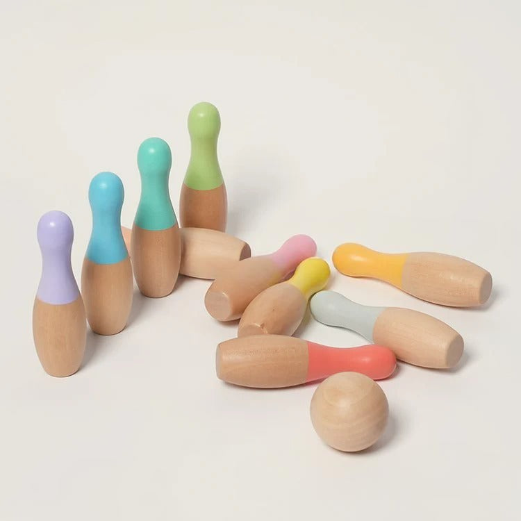 Montessori-bowlingset van hout