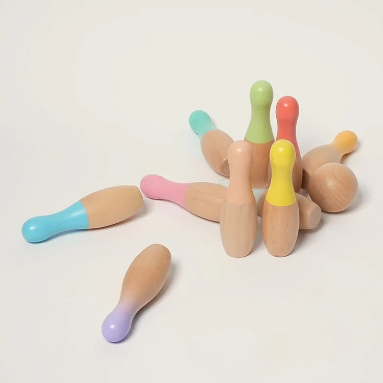 Montessori-bowlingset van hout