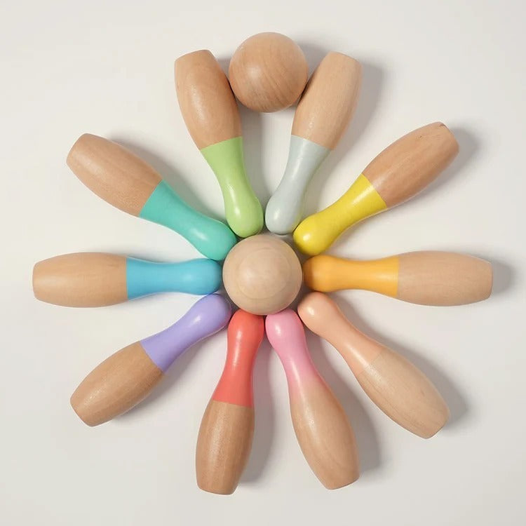 Montessori-bowlingset van hout