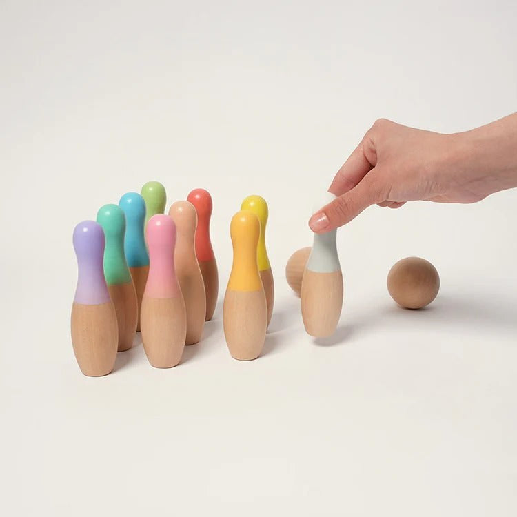 Montessori-bowlingset van hout