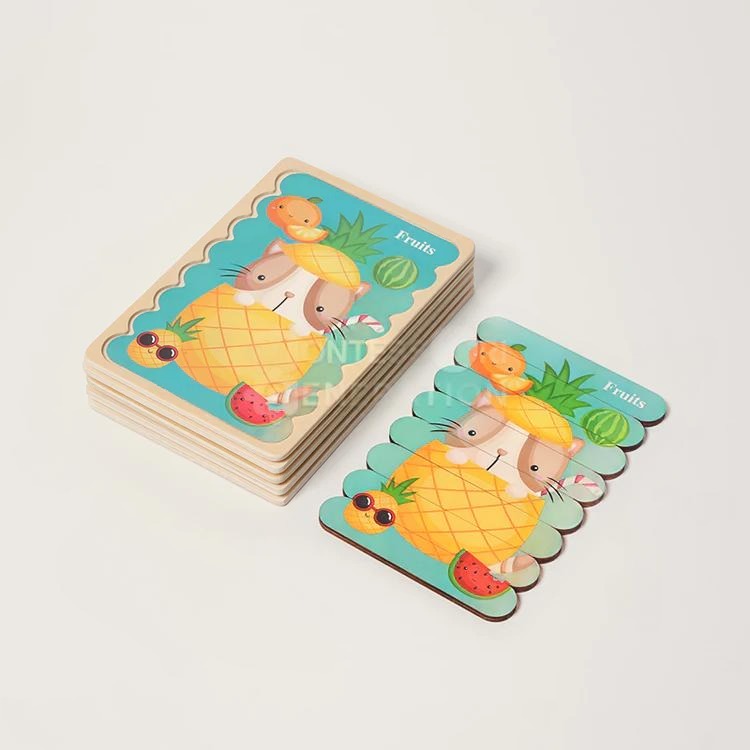 Dubbelzijdige Montessori-houten puzzels – los of 5-delige set
