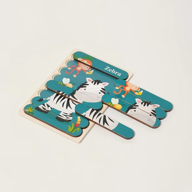 Dubbelzijdige Montessori-houten puzzels – los of 5-delige set