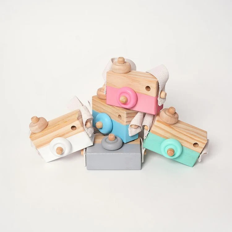 Montessori-speelcamera van hout