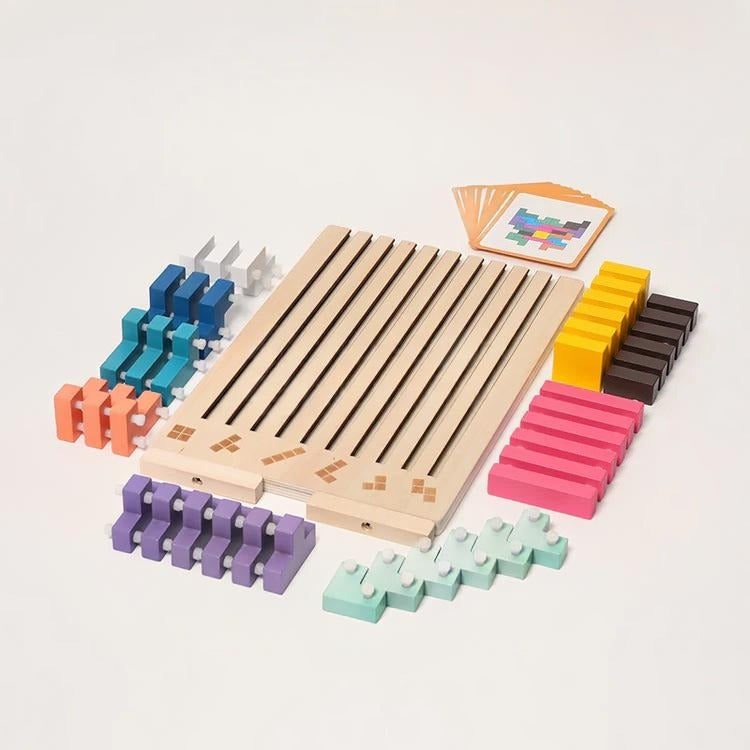 Montessori-logische bouwstenen met opdrachtkaarten
