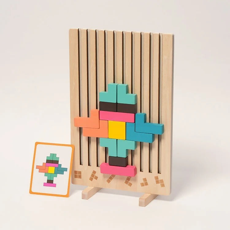 Montessori-logische bouwstenen met opdrachtkaarten