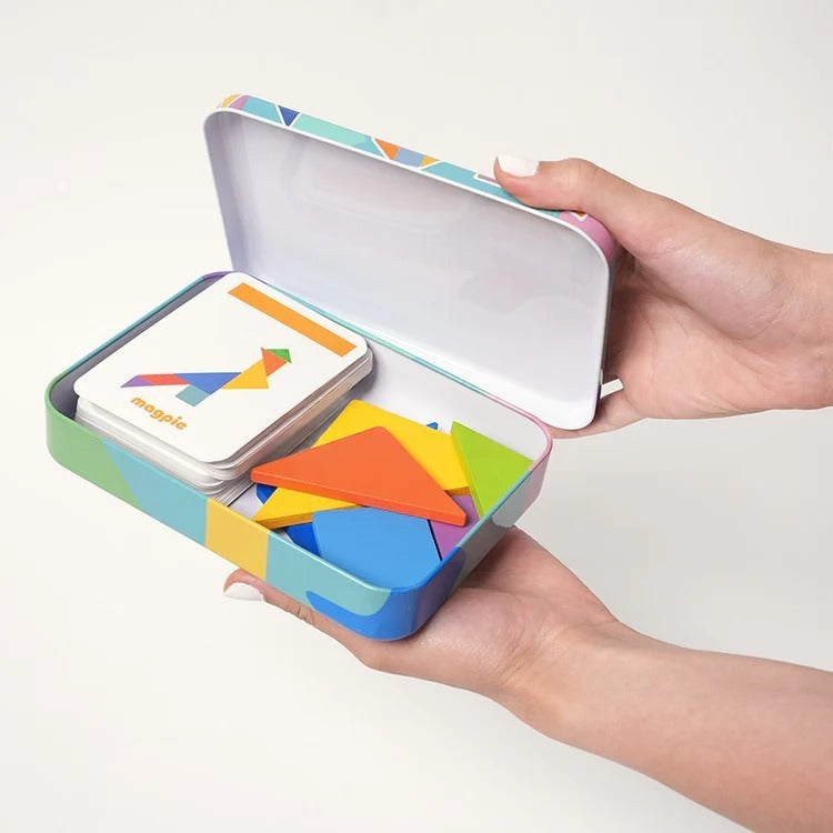 Montessori-tangrampuzzel met 25 kaarten