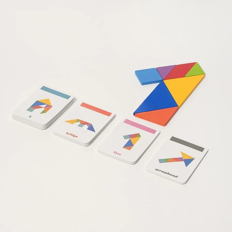 Montessori-tangrampuzzel met 25 kaarten