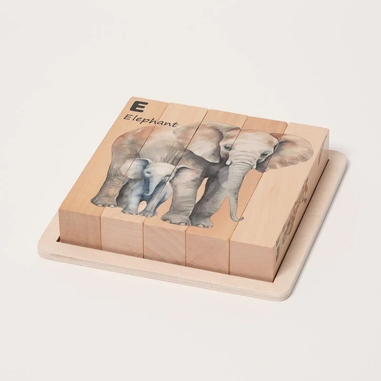 Montessori-houten dierenpuzzels met draaistukken