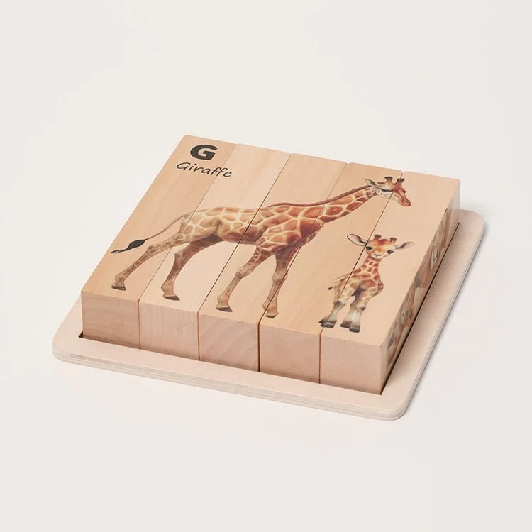 Montessori-houten dierenpuzzels met draaistukken