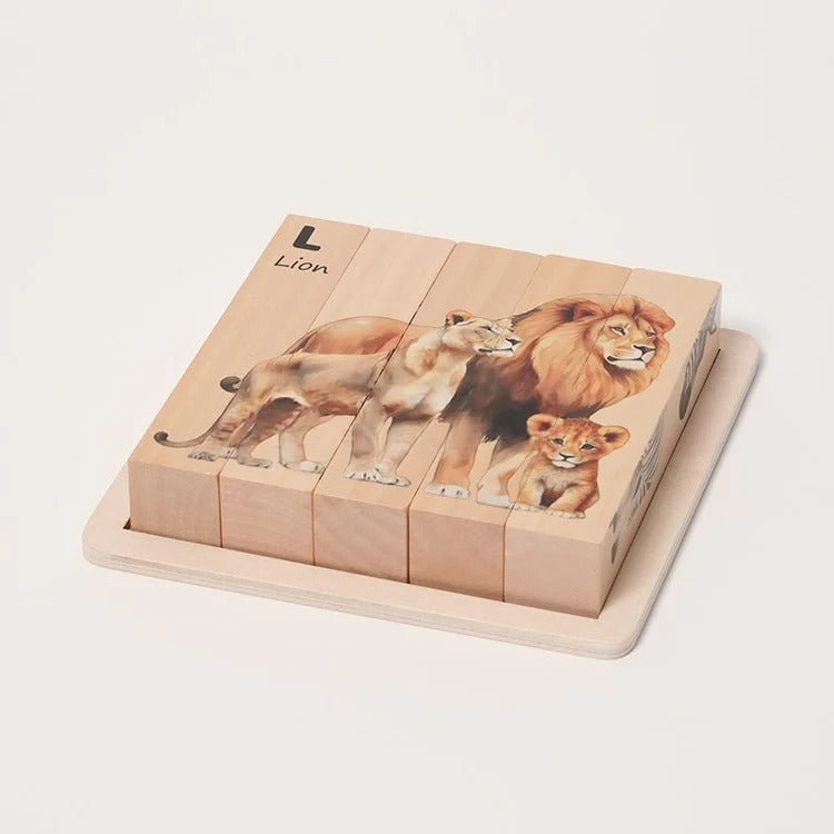 Montessori-houten dierenpuzzels met draaistukken