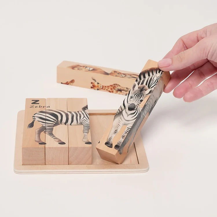 Montessori-houten dierenpuzzels met draaistukken