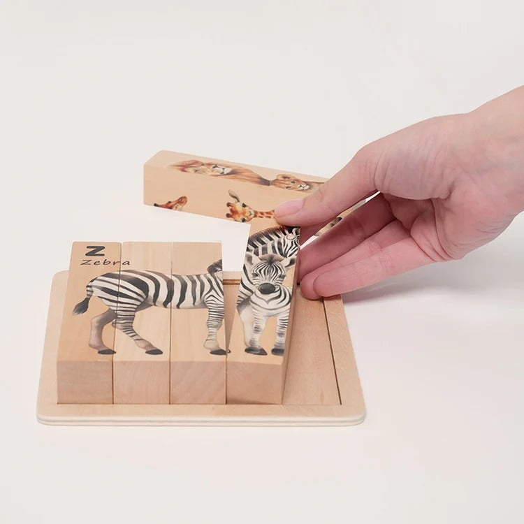 Montessori-houten dierenpuzzels met draaistukken