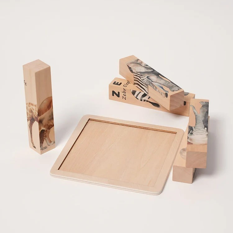 Montessori-houten dierenpuzzels met draaistukken