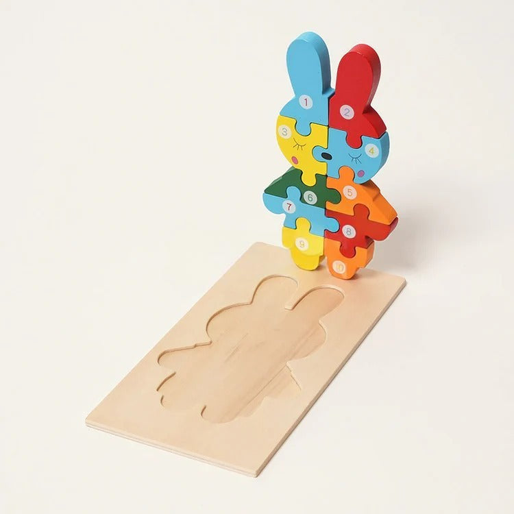 Montessori-houten puzzelset met dierenmotieven