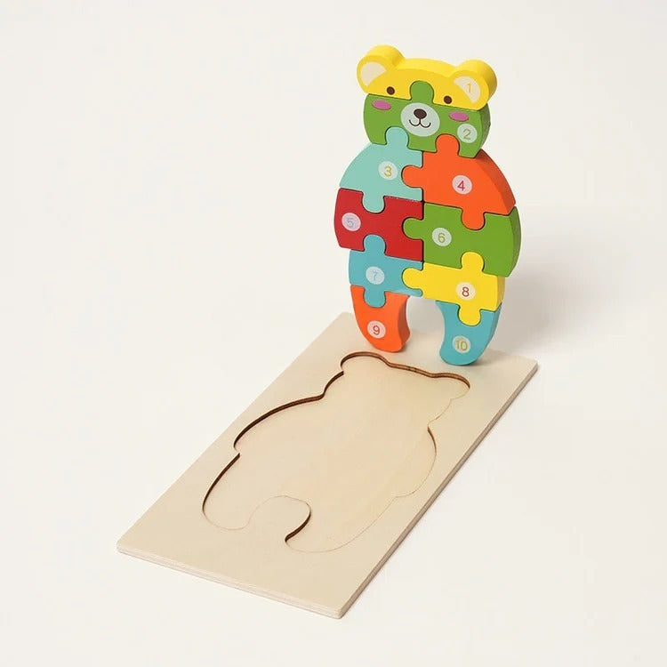 Montessori-houten puzzelset met dierenmotieven