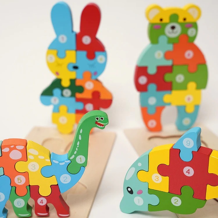 Montessori-houten puzzelset met dierenmotieven