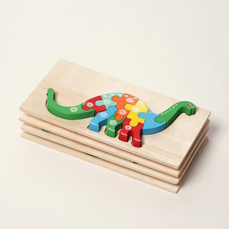Montessori-houten puzzelset met dierenmotieven