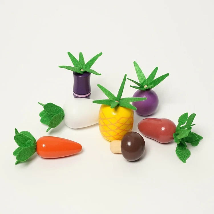 Montessori-houten groenteset