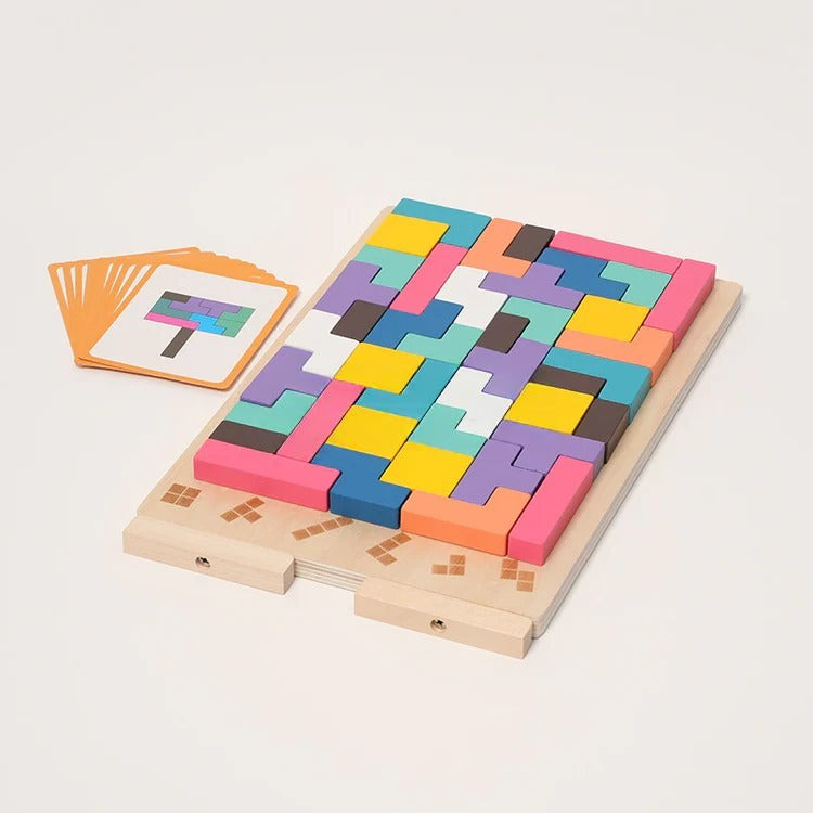 Montessori-logische bouwstenen met opdrachtkaarten
