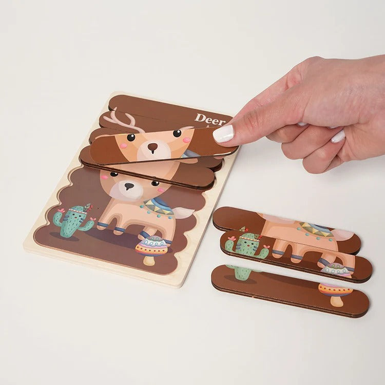 Dubbelzijdige Montessori-houten puzzels – los of 5-delige set