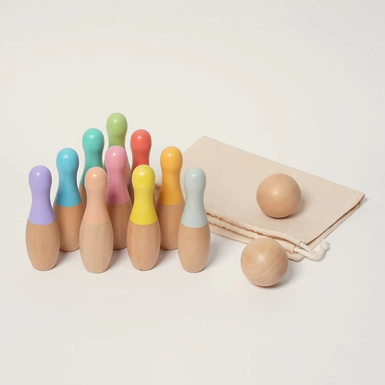 Montessori-bowlingset van hout