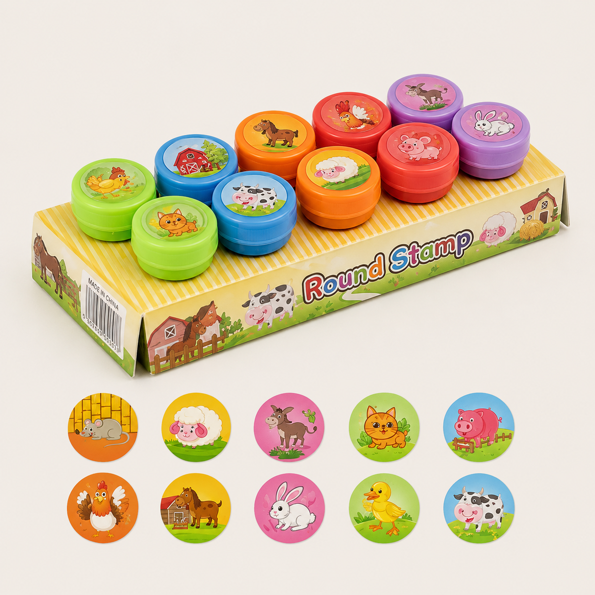 Set van 10 kinderstempels met motieven