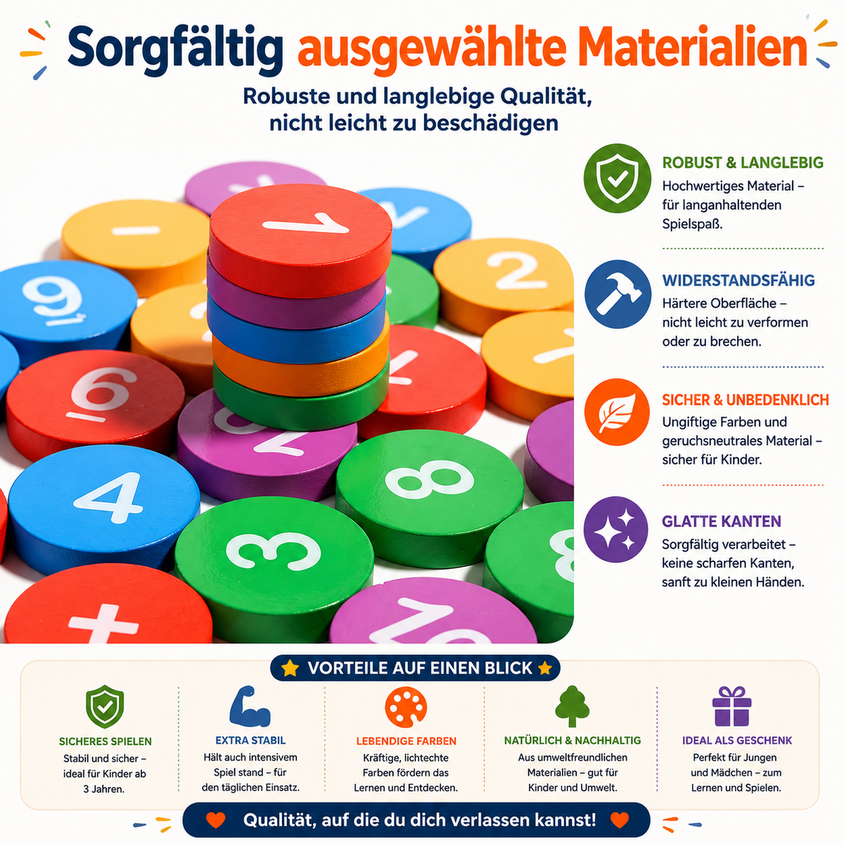 Montessori-houten rekenspel
