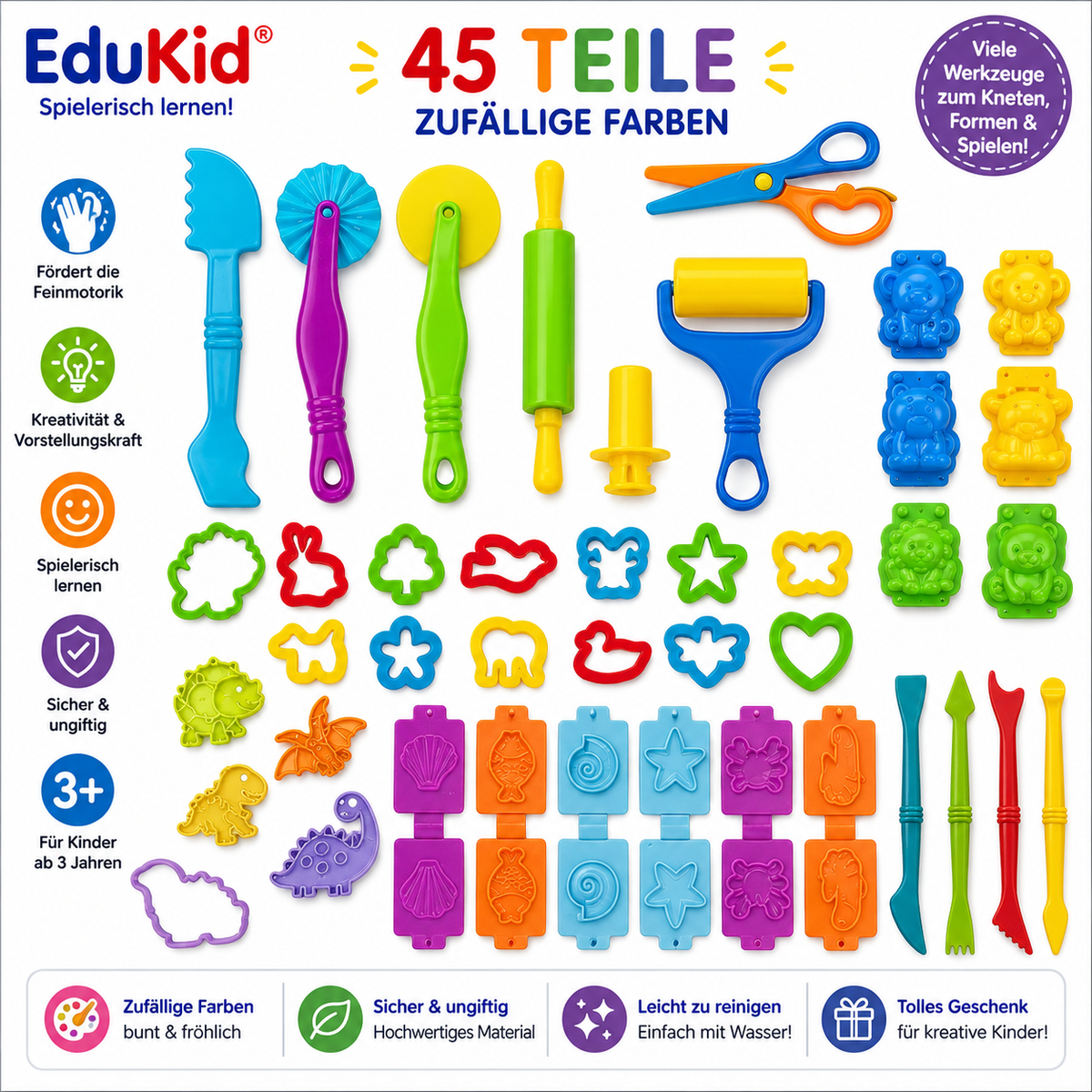 Kleigereedschapset met vormen voor kinderen