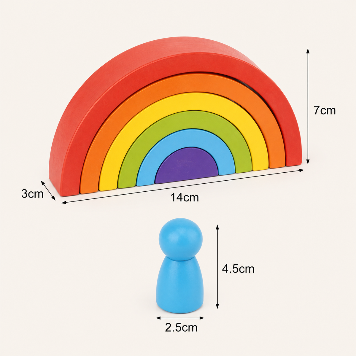 Montessori-houten regenboog met figuren