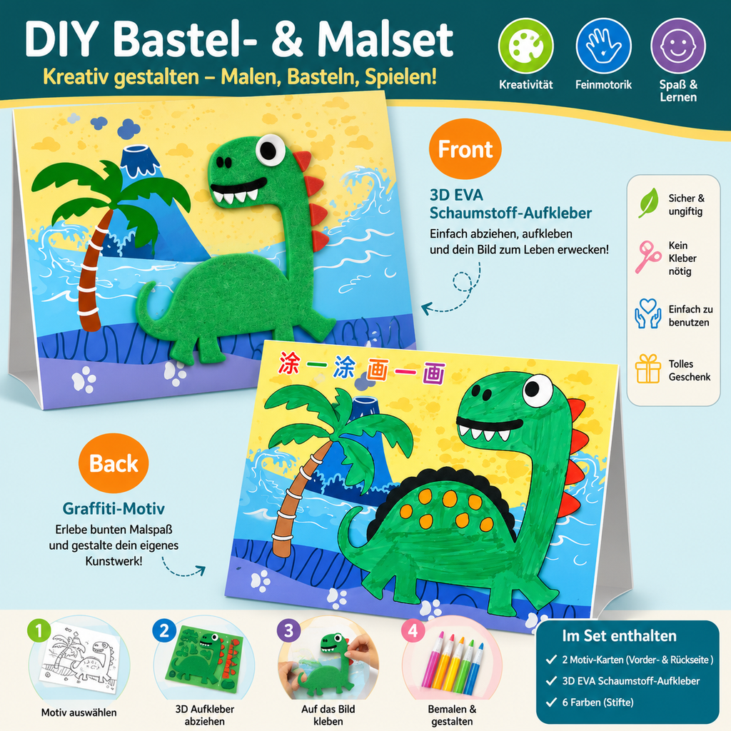 3D-schuimstickerset voor kinderen