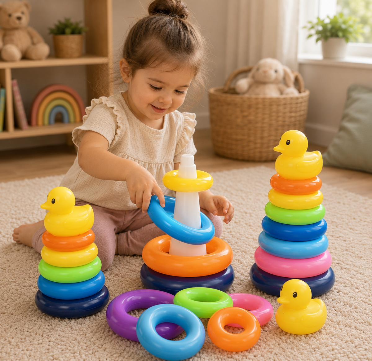 Montessori-stapeltoren met ringen & eend