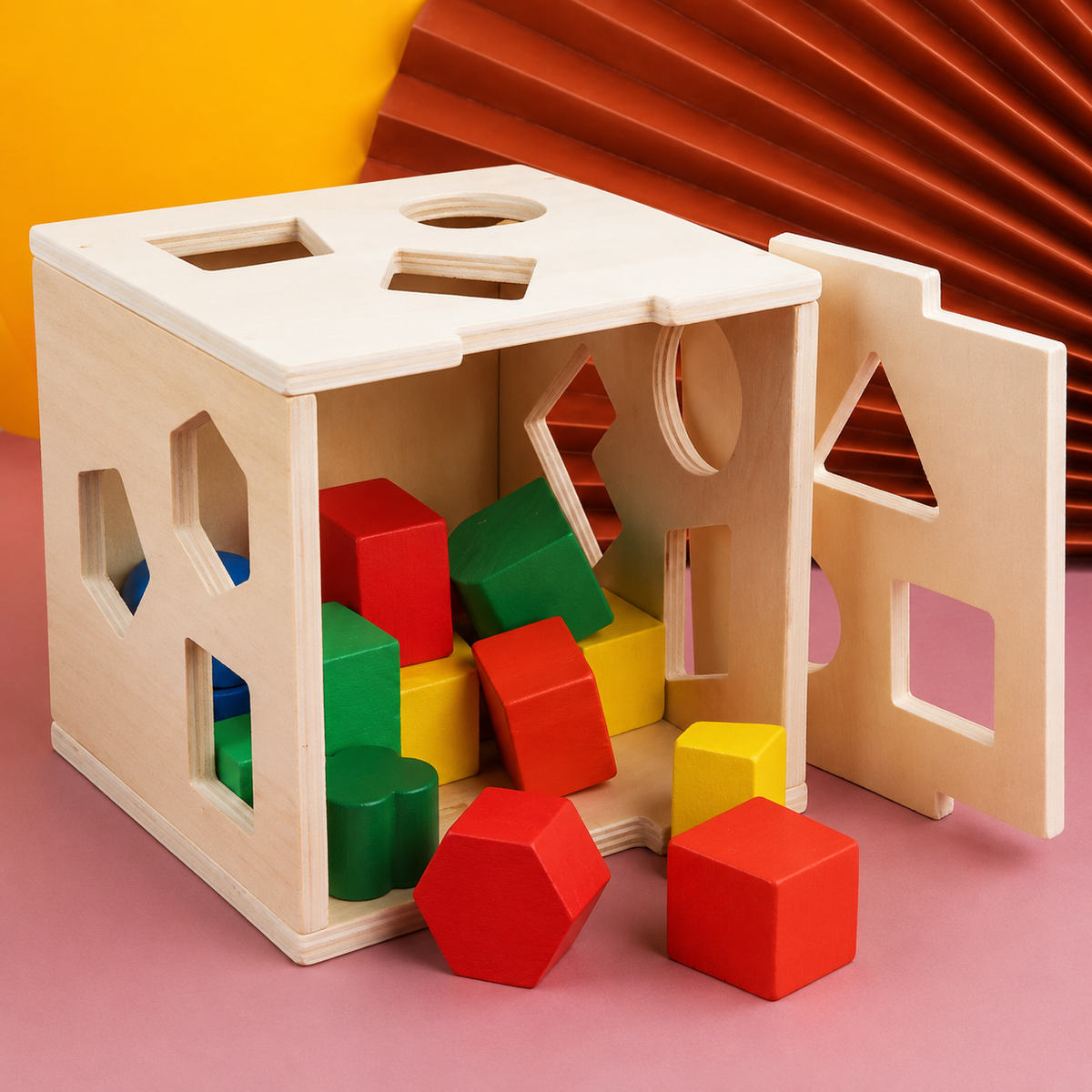 Montessori-houten vormenbox