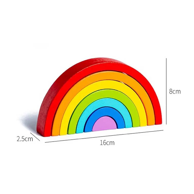 Montessori-houten regenboogpuzzel