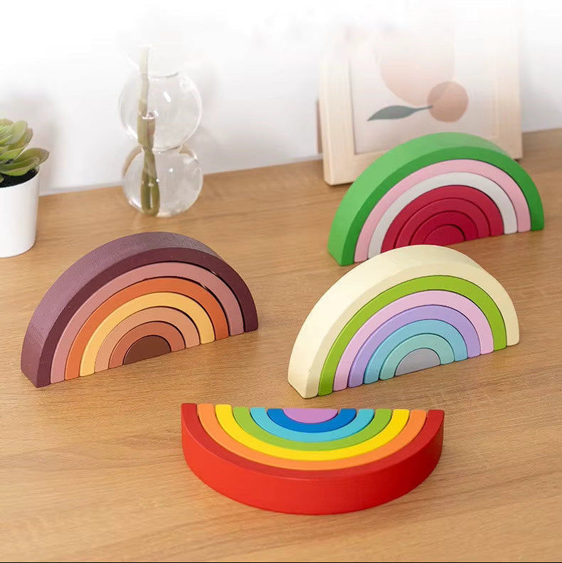 Montessori-houten regenboogpuzzel
