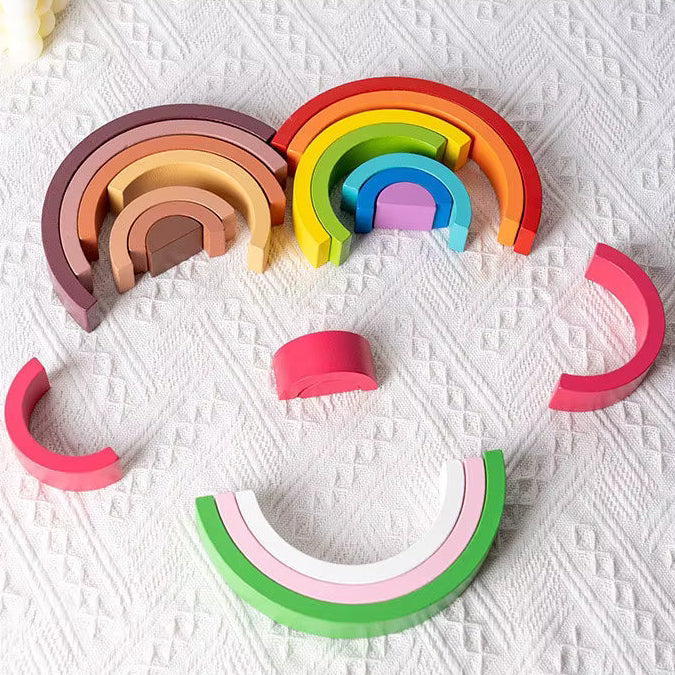 Montessori-houten regenboogpuzzel