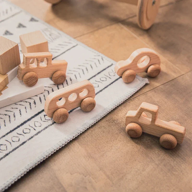 Montessori-houten rollend dinosaurus-speelgoed