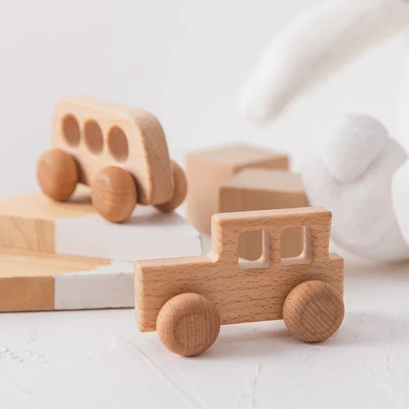 Montessori-houten rollend dinosaurus-speelgoed