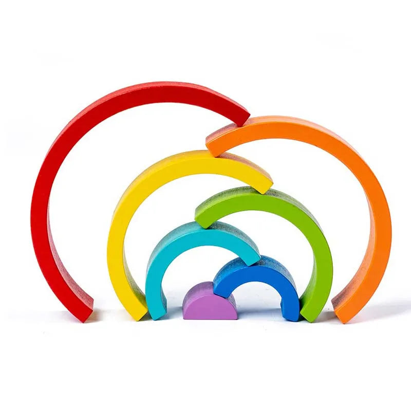 Montessori-houten regenboogpuzzel