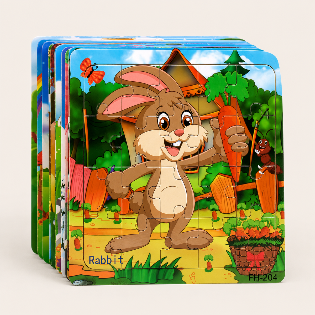 Montessori-houten dierenpuzzel voor kinderen