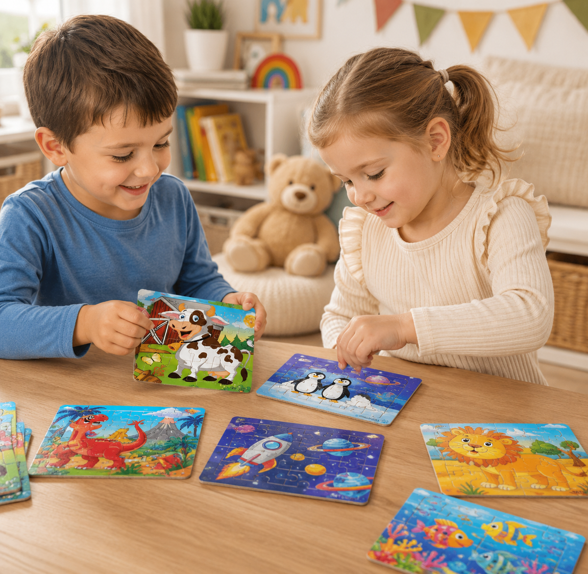 Montessori-houten dierenpuzzel voor kinderen