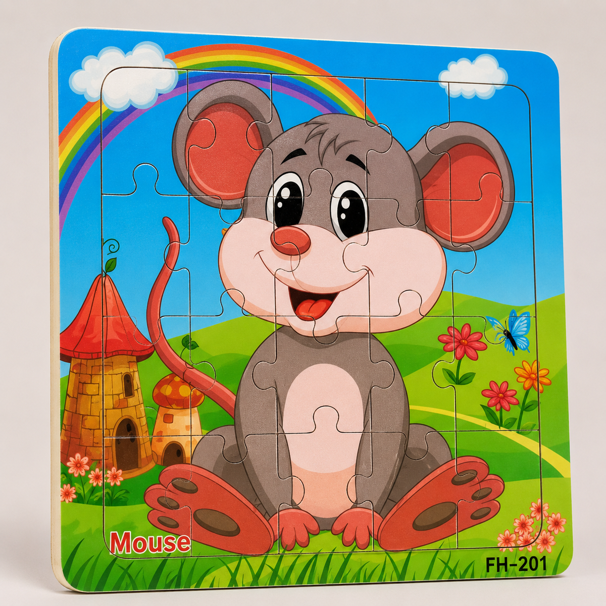 Montessori-houten dierenpuzzel voor kinderen